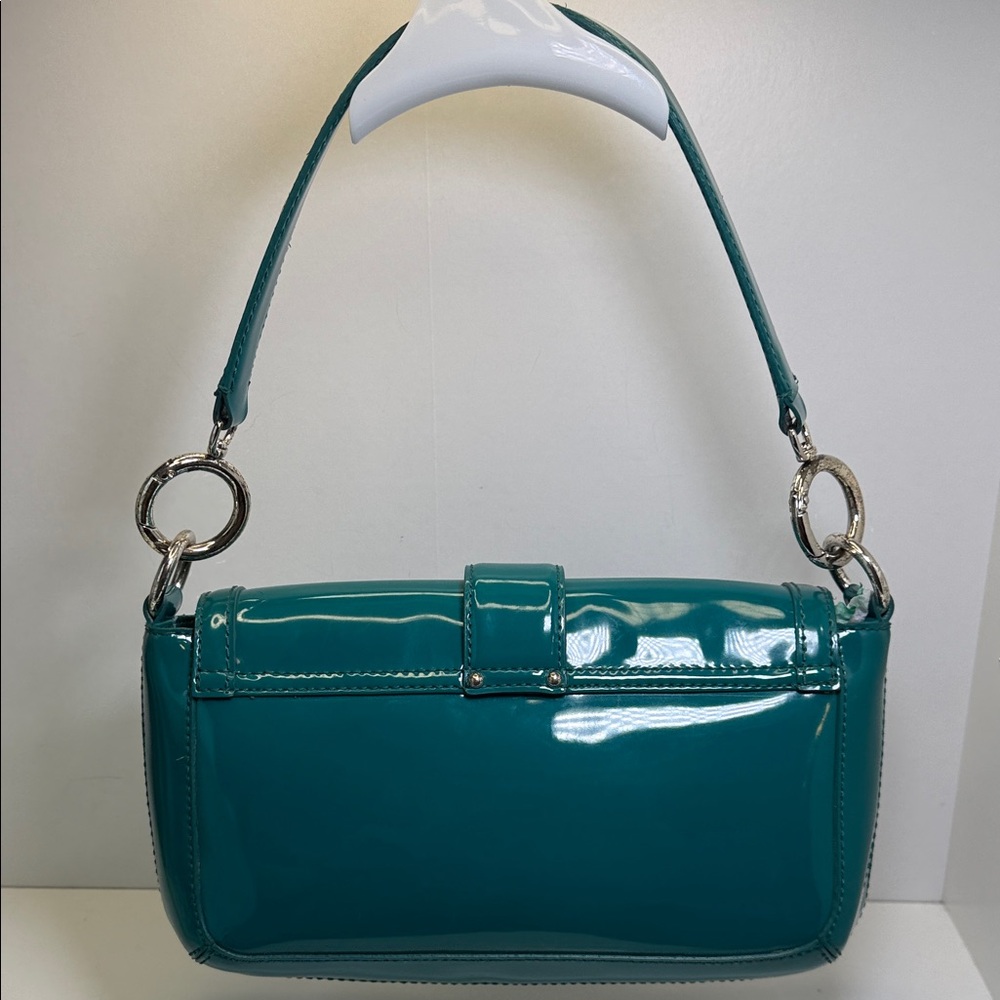 Ann Taylor Patent Teal Shoulder Bag with Buckle - Picture 5 of 15